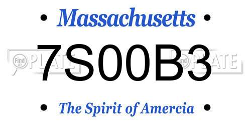 7S00B3 Massachusetts License Plate