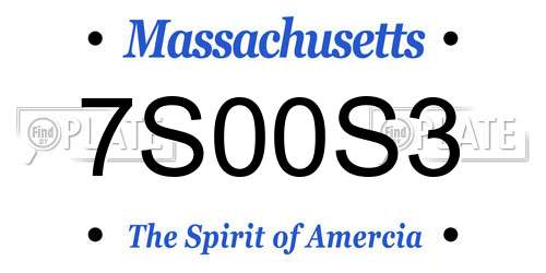 7S00S3 Massachusetts License Plate