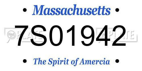 7S01942 Massachusetts License Plate