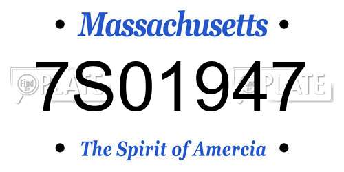 7S01947 Massachusetts License Plate