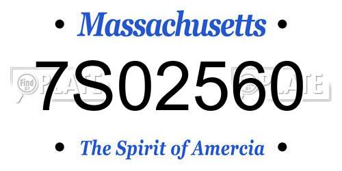 7S02560 Massachusetts License Plate