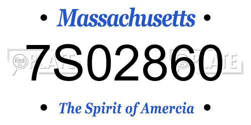 7S02860 Massachusetts License Plate