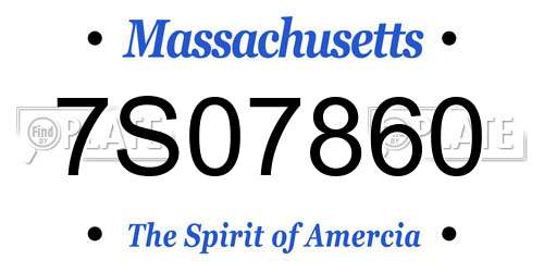 7S07860 Massachusetts License Plate