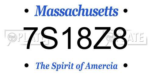 7S18Z8 Massachusetts License Plate