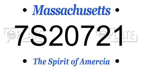 7S20721 Massachusetts License Plate