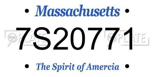 7S20771 Massachusetts License Plate