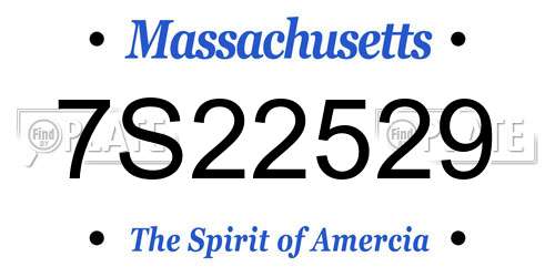 7S22529 Massachusetts License Plate
