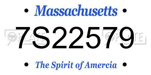 7S22579 Massachusetts License Plate