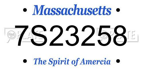 7S23258 Massachusetts License Plate