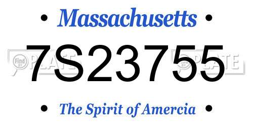 7S23755 Massachusetts License Plate