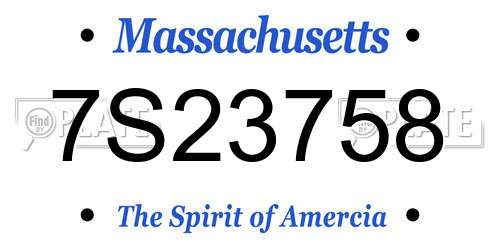 7S23758 Massachusetts License Plate