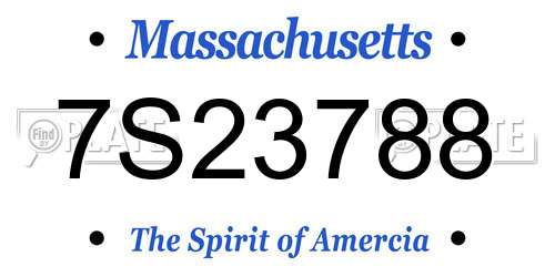 7S23788 Massachusetts License Plate