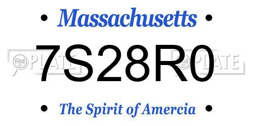 7S28R0 Massachusetts License Plate