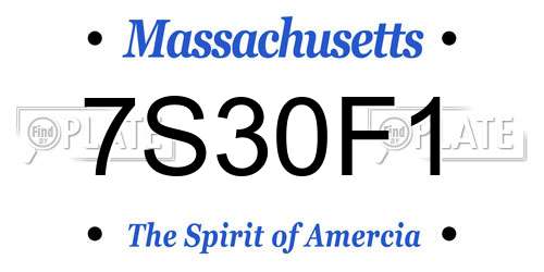 7S30F1 Massachusetts License Plate