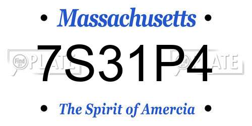 7S31P4 Massachusetts License Plate