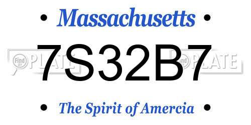 7S32B7 Massachusetts License Plate