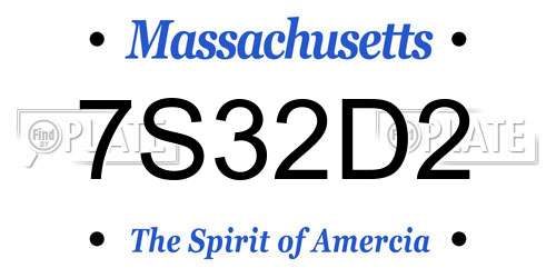7S32D2 Massachusetts License Plate