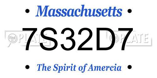 7S32D7 Massachusetts License Plate