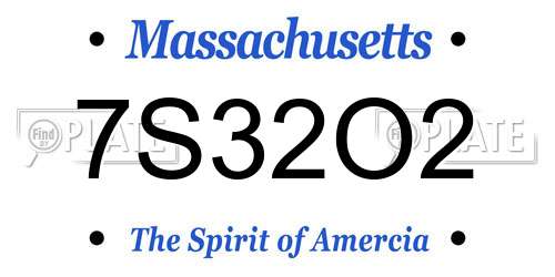 7S32O2 Massachusetts License Plate