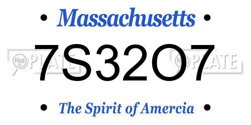 7S32O7 Massachusetts License Plate