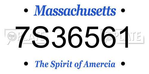 7S36561 Massachusetts License Plate