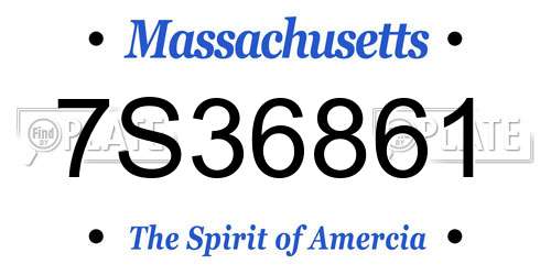 7S36861 Massachusetts License Plate