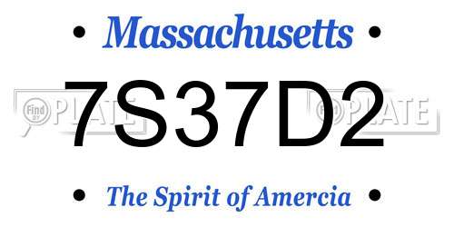 7S37D2 Massachusetts License Plate
