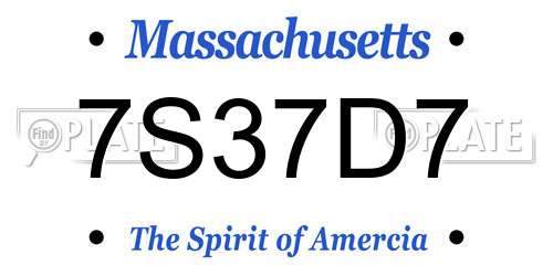 7S37D7 Massachusetts License Plate