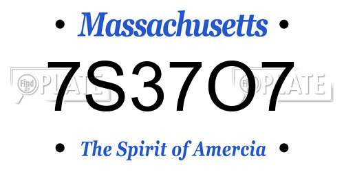 7S37O7 Massachusetts License Plate