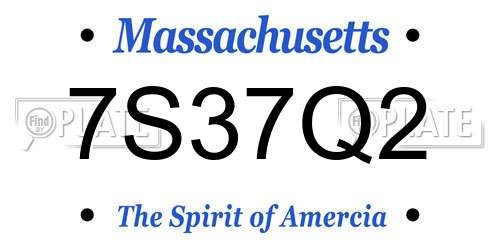 7S37Q2 Massachusetts License Plate