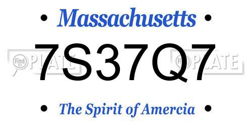 7S37Q7 Massachusetts License Plate