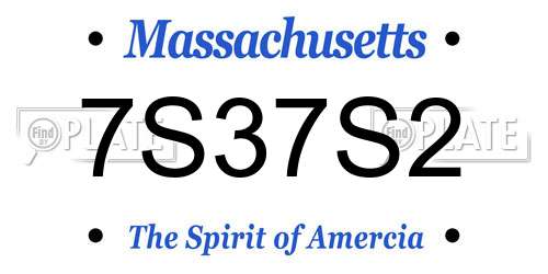 7S37S2 Massachusetts License Plate