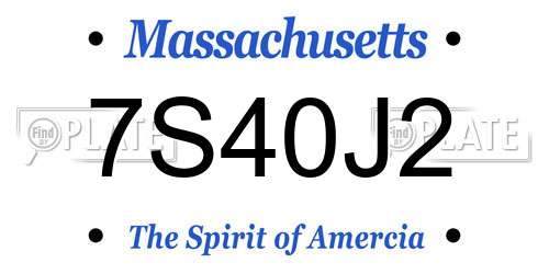7S40J2 Massachusetts License Plate