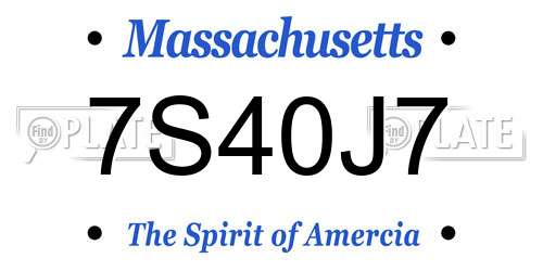 7S40J7 Massachusetts License Plate