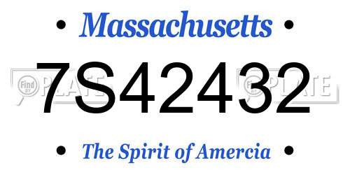 7S42432 Massachusetts License Plate