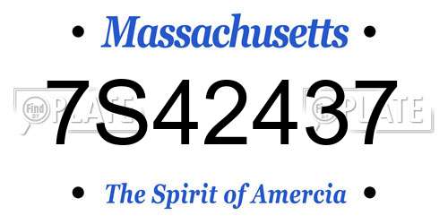 7S42437 Massachusetts License Plate
