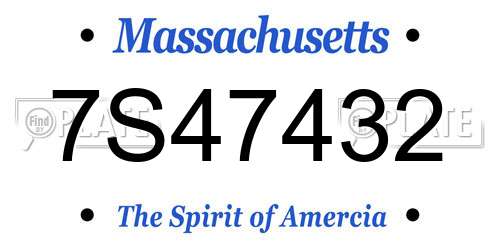 7S47432 Massachusetts License Plate