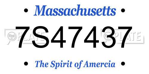 7S47437 Massachusetts License Plate