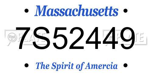 7S52449 Massachusetts License Plate