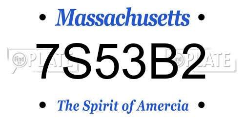 7S53B2 Massachusetts License Plate