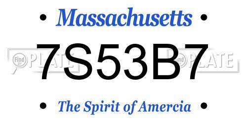 7S53B7 Massachusetts License Plate
