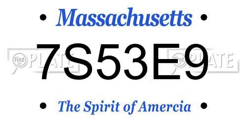7S53E9 Massachusetts License Plate