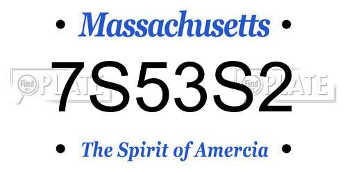7S53S2 Massachusetts License Plate