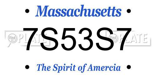 7S53S7 Massachusetts License Plate