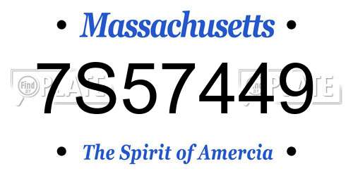 7S57449 Massachusetts License Plate