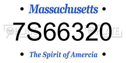 7S66320 Massachusetts License Plate