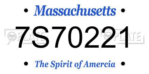 7S70221 Massachusetts License Plate