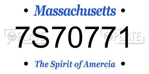 7S70771 Massachusetts License Plate