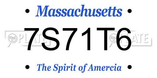 7S71T6 Massachusetts License Plate
