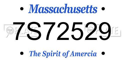 7S72529 Massachusetts License Plate